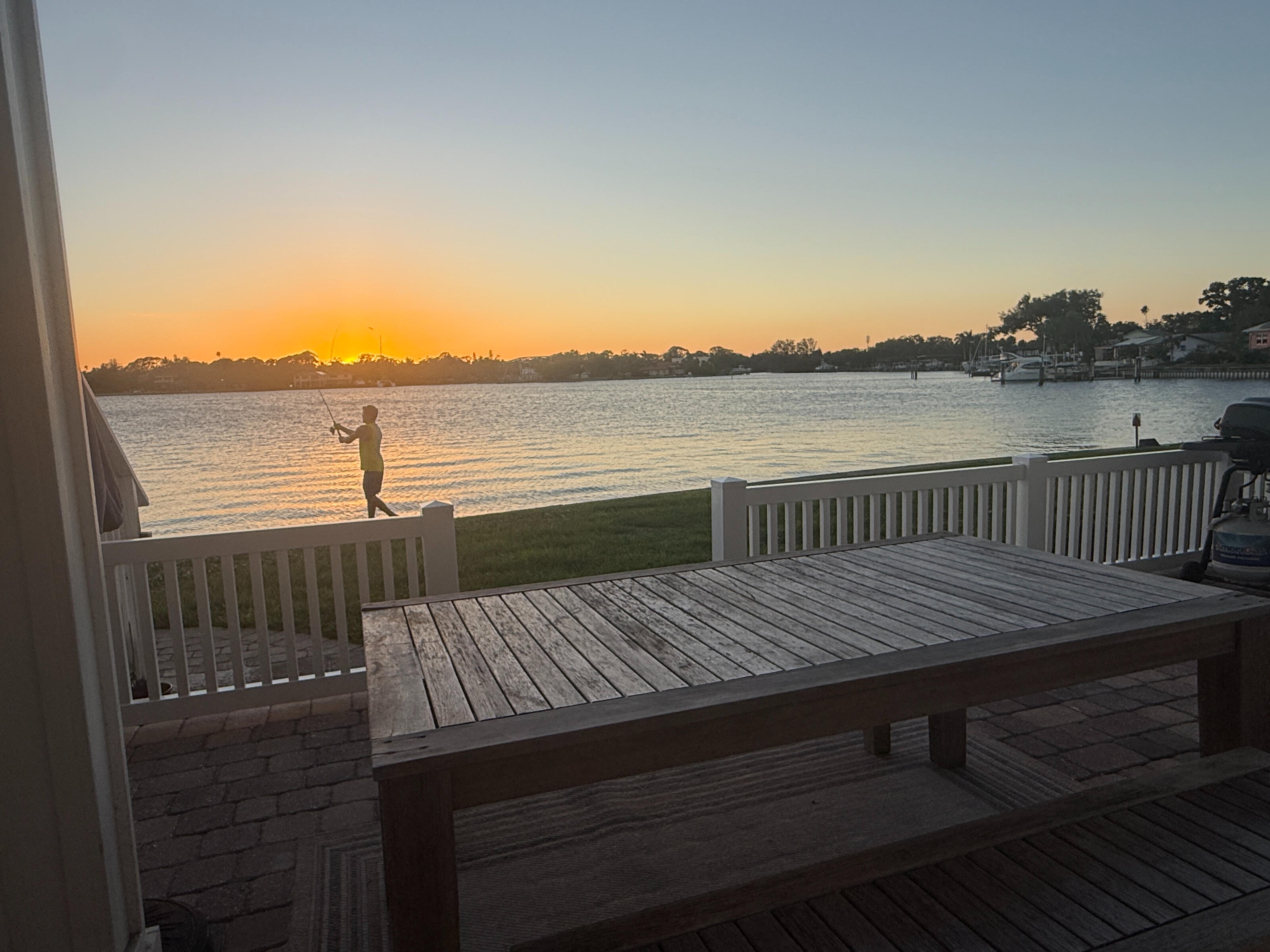 Serene waterfront bayou view from private patio at Captain Steve’s Waterside Residences St Petersburg Florida